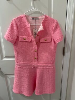 Zara Pink Mini Dress with Gold Buttons